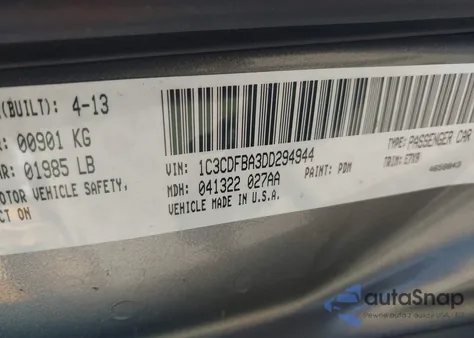 2013 Dodge Dart Sxt from USA, damaged, VIN 1C3CDFBA3DD294944